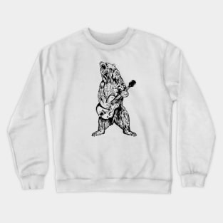 Cute Bear Playing Guitar Crewneck Sweatshirt